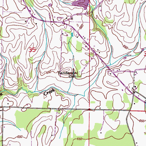 Topographic Map of Sanderson Cemetery, AL