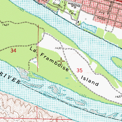 Topographic Map of Le Framboise Island Recreation Area, SD