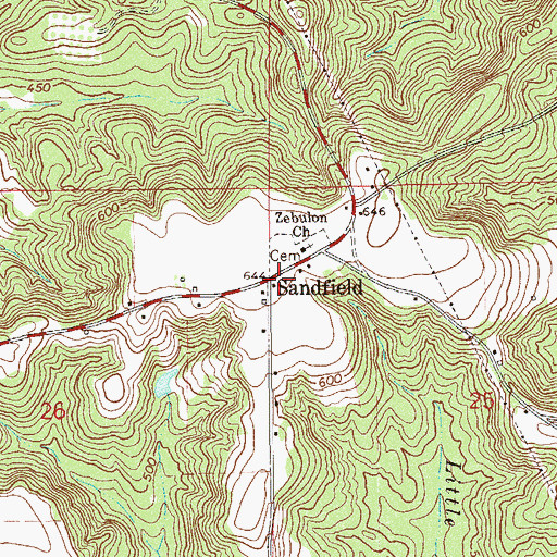 Topographic Map of Sandfield, AL