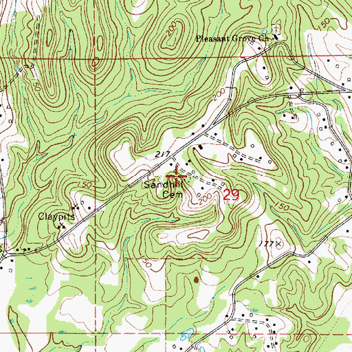 Topographic Map of Sandhill Cemetery, AL