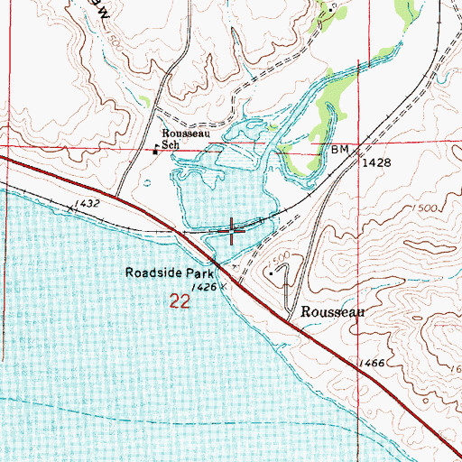 Topographic Map of Rousseau Recreation and Overlook Area, SD