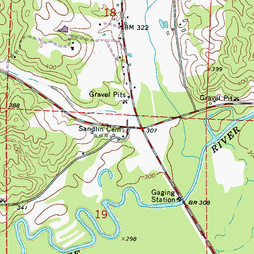 Topographic Map of Sandlin Cemetery, AL