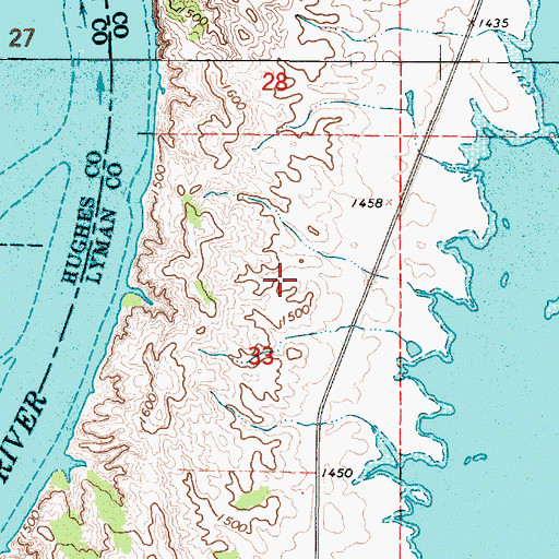 Topographic Map of Narrows Recreation Area, SD