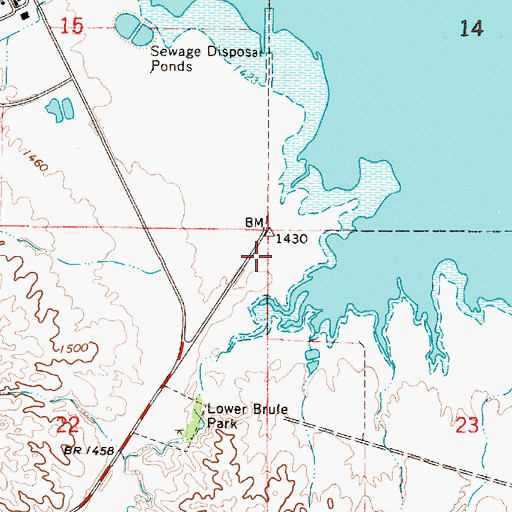 Topographic Map of Lower Brule Recreation Area, SD