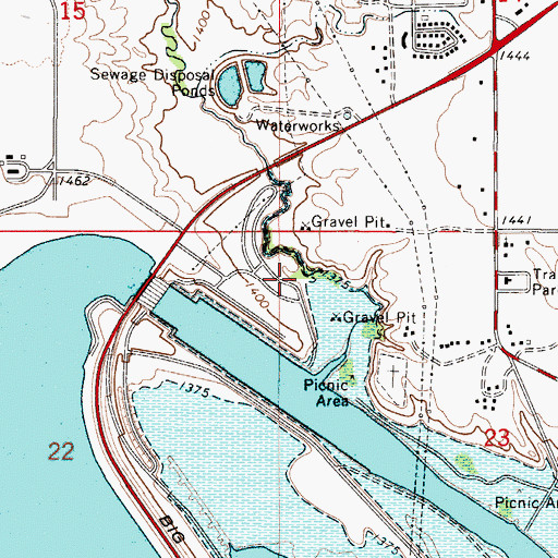Topographic Map of Fort Thompson Recreation Area, SD