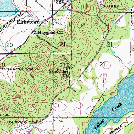 Topographic Map of Sandridge Church, AL