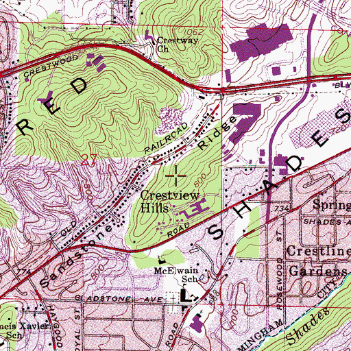 Topographic Map of Sandstone Ridge, AL