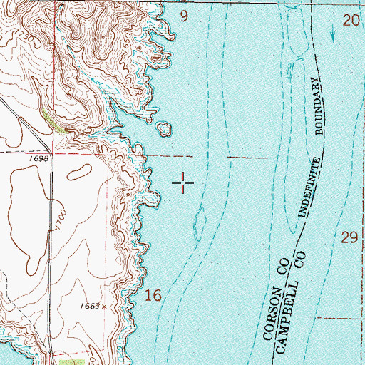 Topographic Map of Ashley Island (historical), SD