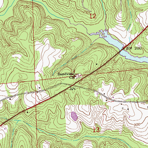 Topographic Map of Sandville Church, AL