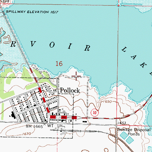 Topographic Map of Pollock Recreation Area, SD