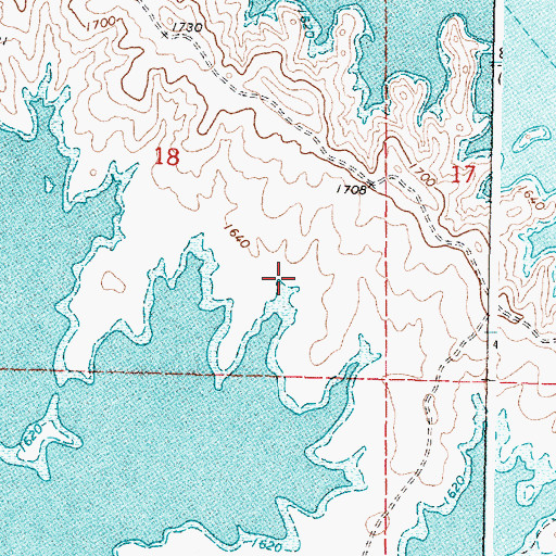 Topographic Map of Little Bend Recreational Area, SD