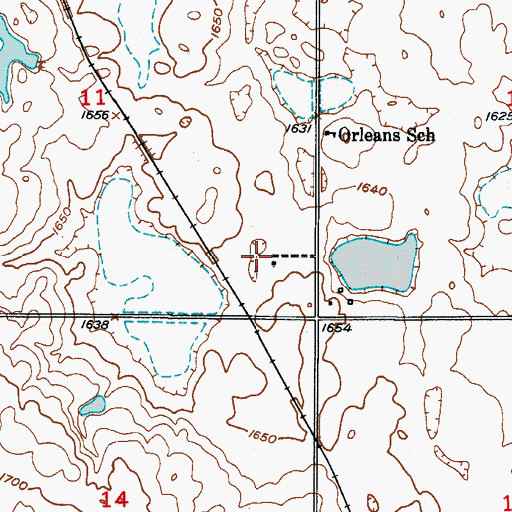 Topographic Map of Orleans (historical), SD