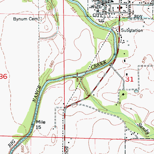 Topographic Map of Sandy Branch, AL