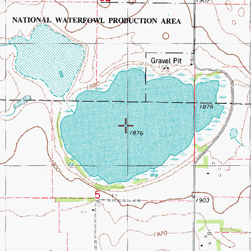 Topographic Map of Fresh Pond (historical), SD