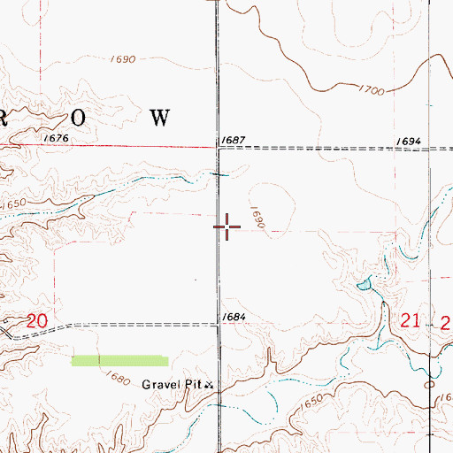 Topographic Map of Waterbury School Number 3 (historical), SD