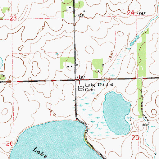 Topographic Map of Pleasant Valley (historical), SD