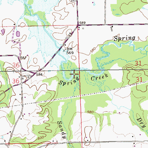 Topographic Map of Sandy Creek, AL