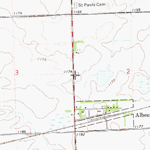 Topographic Map of Albee Cemetery, SD