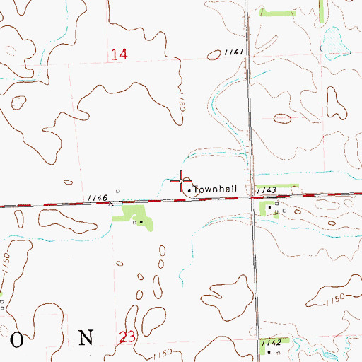 Topographic Map of Vernon Township Hall, SD