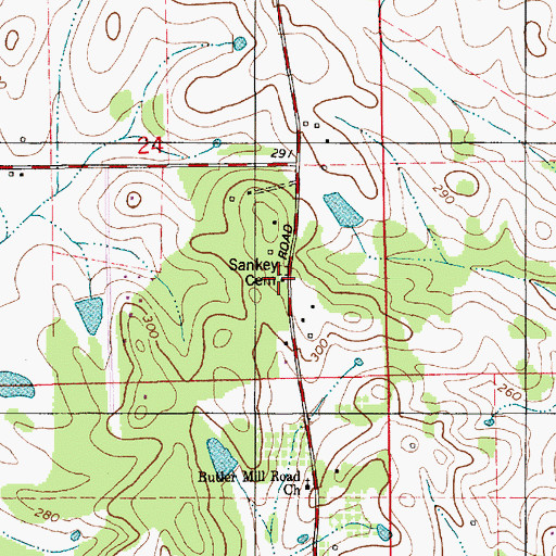 Topographic Map of Sankey Cemetery, AL