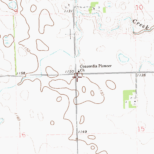 Topographic Map of Concordia Cemetery, SD