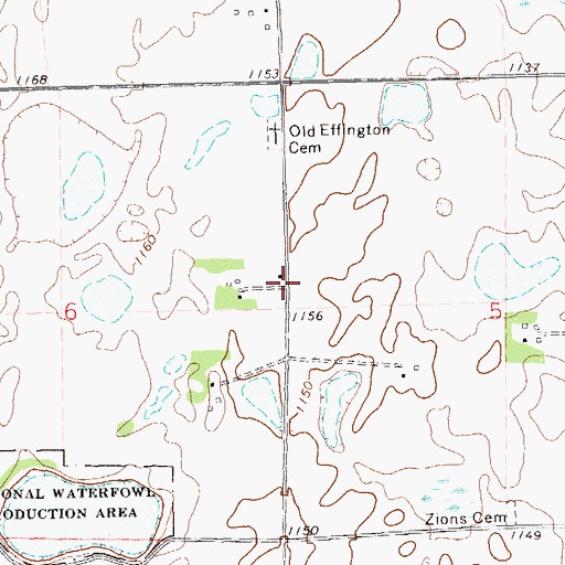 Topographic Map of Effington (historical), SD