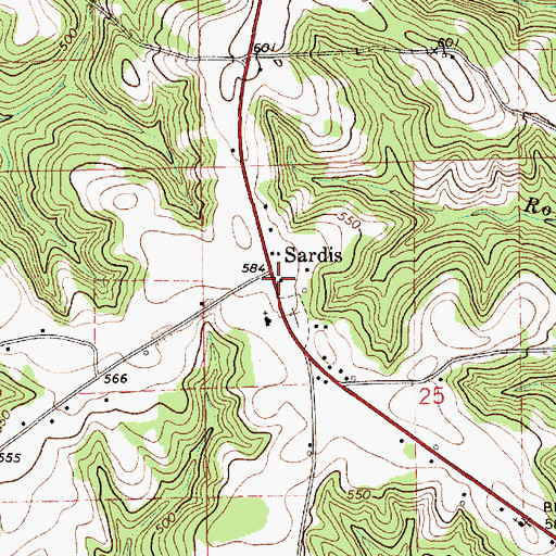 Topographic Map of Sardis, AL
