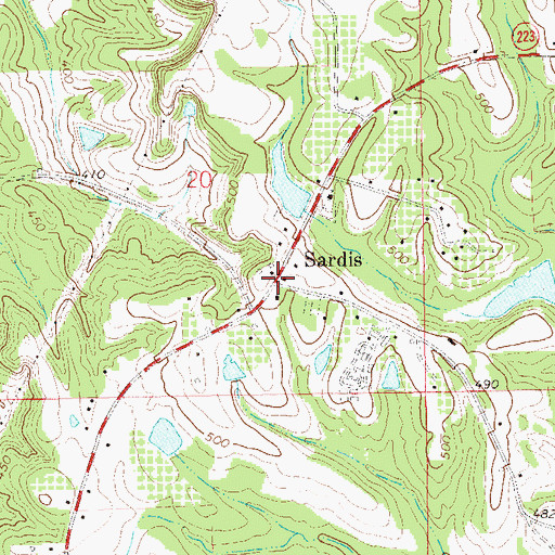 Topographic Map of Sardis, AL