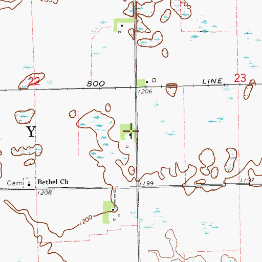 Topographic Map of Bethel (historical), SD