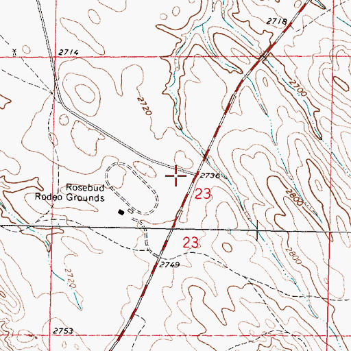 Topographic Map of Rosebud Beef Corral (historical), SD