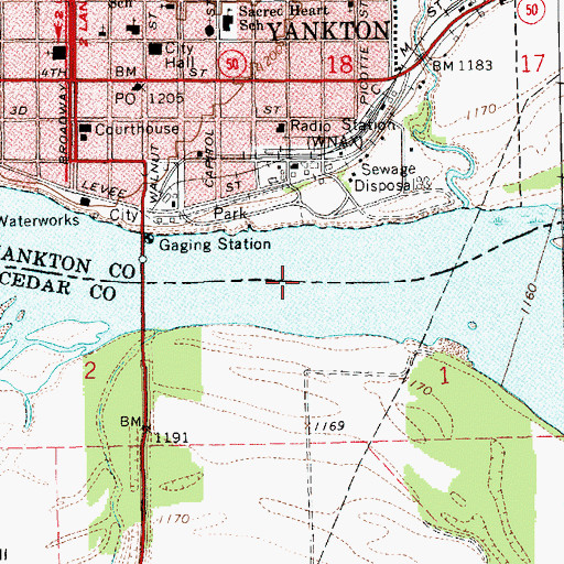 Topographic Map of Green Island (historical), SD