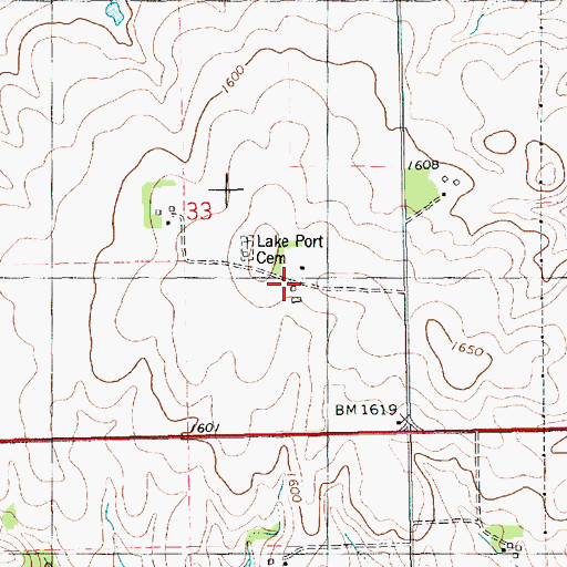 Topographic Map of Lakeport (historical), SD