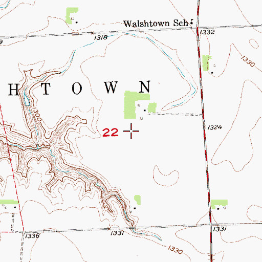 Topographic Map of Walshtown (historical), SD