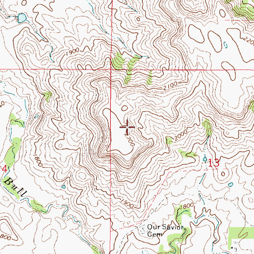 Topographic Map of Bull Creek School (historical), SD
