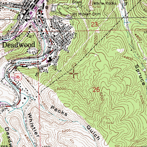 Topographic Map of Belle Eldridge Gold Mine, SD