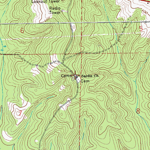 Topographic Map of Sardis Church, AL