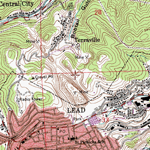 Topographic Map of Gentle Annie Mine (historical), SD