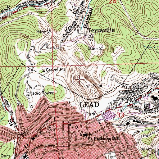 Topographic Map of Deadwood Terra Mine, SD