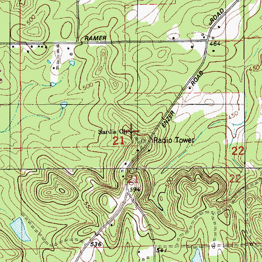 Topographic Map of Sardis Church, AL