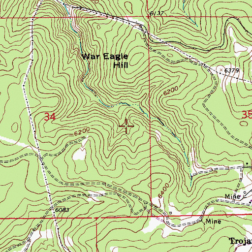Topographic Map of Juno Mine (historical), SD