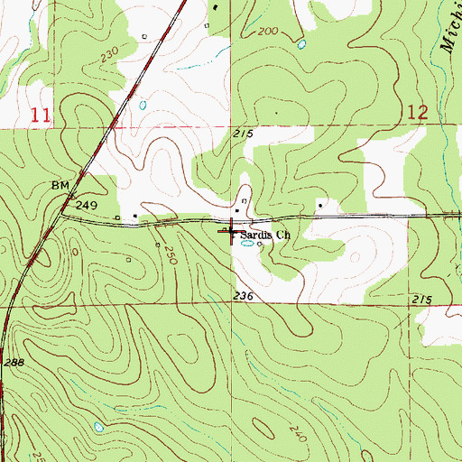 Topographic Map of Sardis Church, AL
