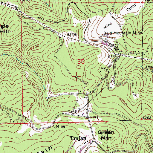 Topographic Map of Dividened Mine (historical), SD