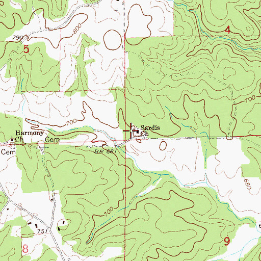 Topographic Map of Sardis Church, AL