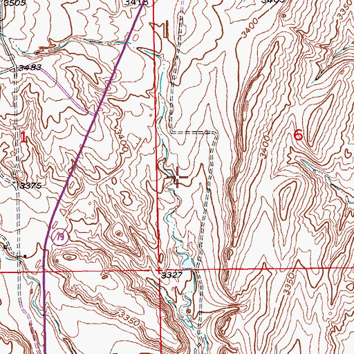 Topographic Map of Elm Creek Siding (historical), SD