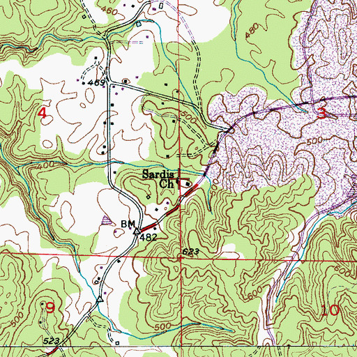 Topographic Map of Sardis Church, AL