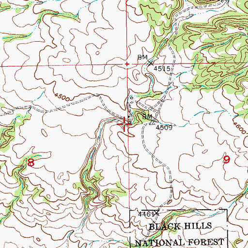 Topographic Map of Cedar Ranch (historical), SD