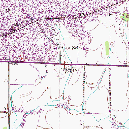 Topographic Map of Sargent Cemetery, AL