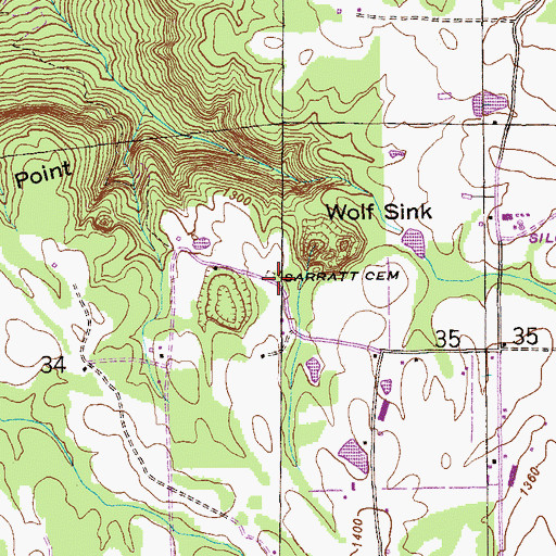 Topographic Map of Sarratt Cemetery, AL