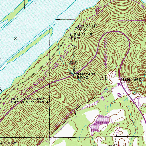 Topographic Map of Sartain Bend, AL