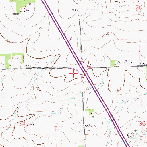 Topographic Map of Hidewood Townhall (historical), SD